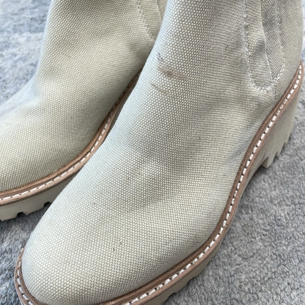 New Dolce Vita Huey Booties Ankle Boot Cream Sandstone Canvas Sz 6 - Picture 10 of 16